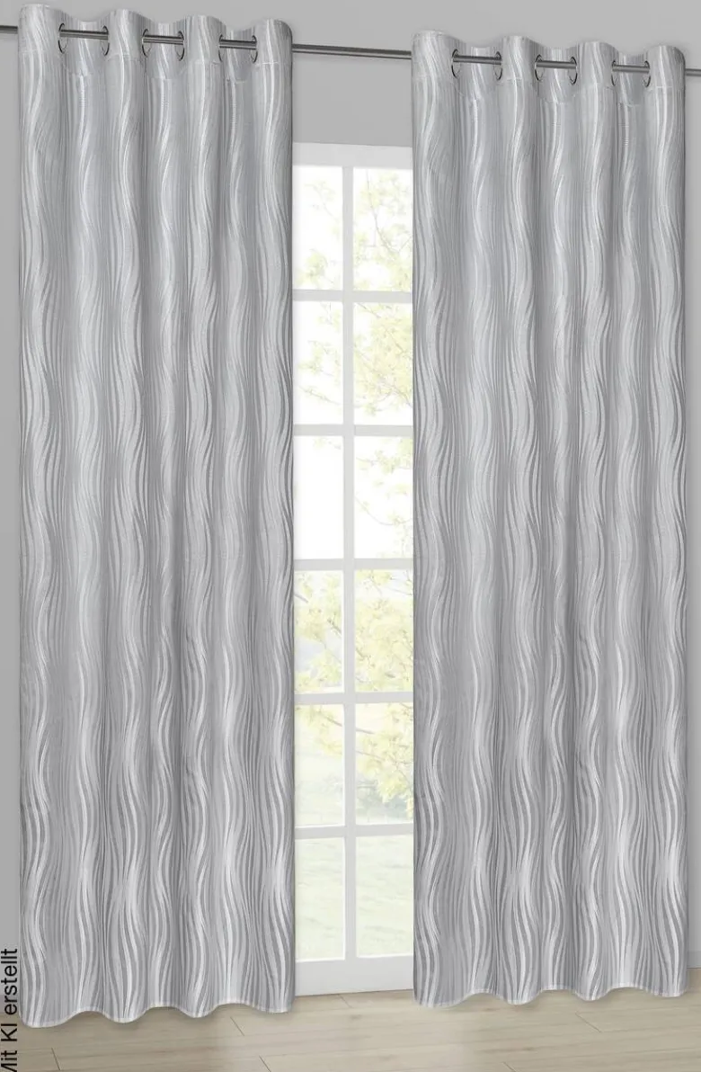 Happy Home Ösenvorhang Wellen silber B/L: ca. 145x245 cm