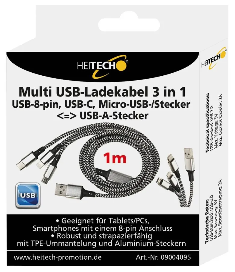 Heitech Ladekabel 09004095 schwarz