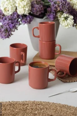 HermiaConcept Teetasse 6-tlg. rot Steingut B/T/L/D: ca. 8x8x8x8 cm