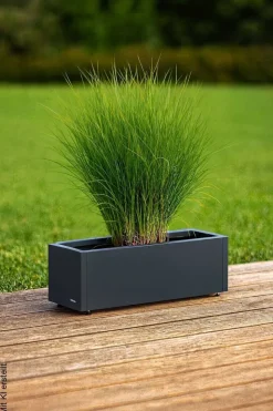 Herstera Garden Pflanzkübel Cube anthrazit Metall B/H/L: ca. 80x25x25 cm