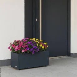 Herstera Garden Pflanzkübel Cube anthrazit Metall B/H/L: ca. 80x25x25 cm