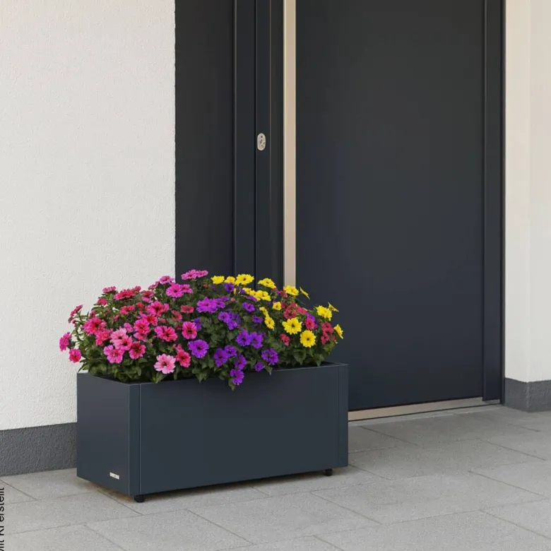 Herstera Garden Pflanzkübel Cube anthrazit Metall B/H/L: ca. 80x25x25 cm