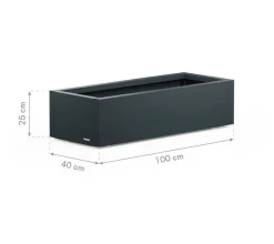 Herstera Garden Pflanzkübel Cube anthrazit Metall B/H/L: ca. 100x25x40 cm