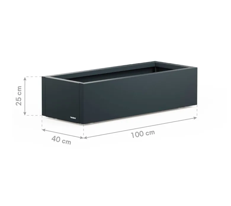 Herstera Garden Pflanzkübel Cube anthrazit Metall B/H/L: ca. 100x25x40 cm