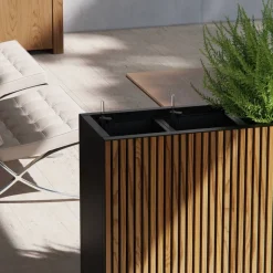 Herstera Garden Pflanzkübel Deco Planter schwarz Holz B/H/L: ca. 120x80x40 cm