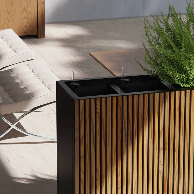 Herstera Garden Pflanzkübel Deco Planter schwarz Holz B/H/L: ca. 120x80x40 cm