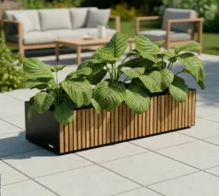 Herstera Garden Pflanzkübel Deco Planter Xic schwarz Holz B/H/L: ca. 100x25x40 cm
