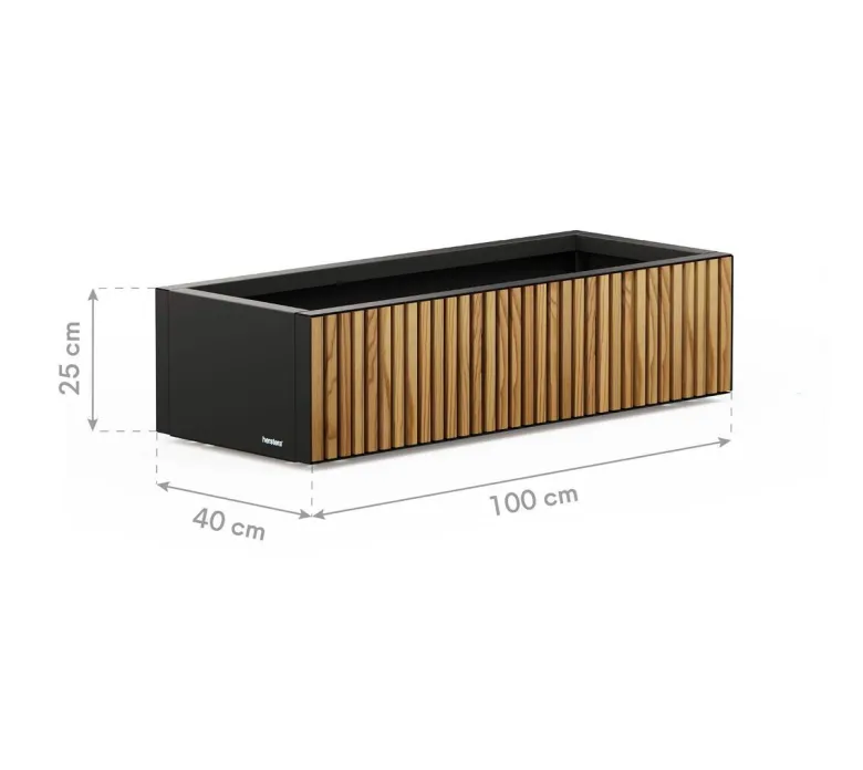 Herstera Garden Pflanzkübel Deco Planter Xic schwarz Holz B/H/L: ca. 100x25x40 cm