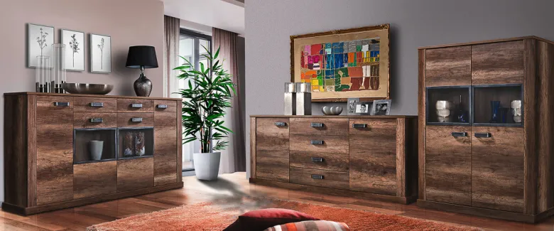 Highboard Aalborg Oak Monument Nachbildung Spanplatte B/H/T: ca. 212x112x40 cm