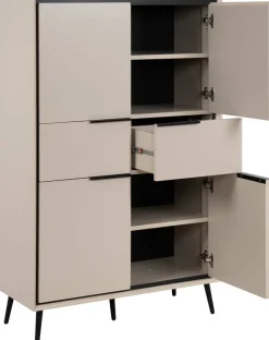 Highboard Arona sand schwarz B/H/T: ca. 90x140x38 cm