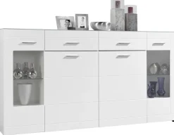 Highboard Atlanta weiß Hochglanz perlweiß Optik B/H/T: ca. 210x111x40 cm