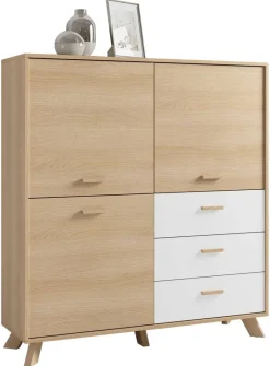 Highboard BASTIAN Eiche weiß B/H/T: ca. 120x131x36,5 cm