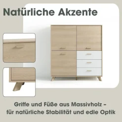 Highboard BASTIAN Eiche weiß B/H/T: ca. 120x131x36,5 cm