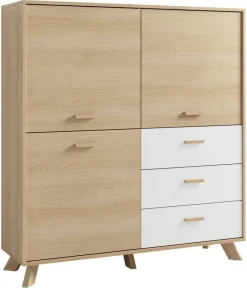 Highboard BASTIAN Eiche weiß B/H/T: ca. 120x131x36,5 cm