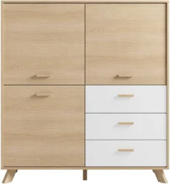 Highboard BASTIAN Eiche weiß B/H/T: ca. 120x131x36,5 cm