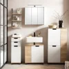 Highboard Emmik weiß matt Eiche Eiche weiß Nachbildung B/H/T: ca. 59,8x116,9x32,6 cm