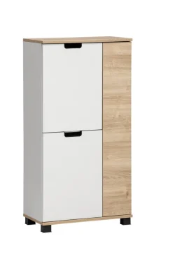 Highboard Emmik weiß matt Eiche Eiche weiß Nachbildung B/H/T: ca. 59,8x116,9x32,6 cm