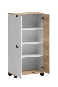 Highboard Emmik weiß matt Eiche Eiche weiß Nachbildung B/H/T: ca. 59,8x116,9x32,6 cm