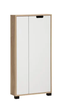 Highboard Emmik weiß matt Eiche Eiche weiß Nachbildung B/H/T: ca. 59,8x124x19,55 cm