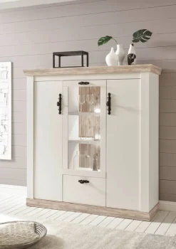 Highboard Florenz weiß Pinie B/H/T: ca. 139x146x44 cm