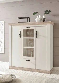 Highboard Florenz weiß Pinie B/H/T: ca. 139x146x44 cm