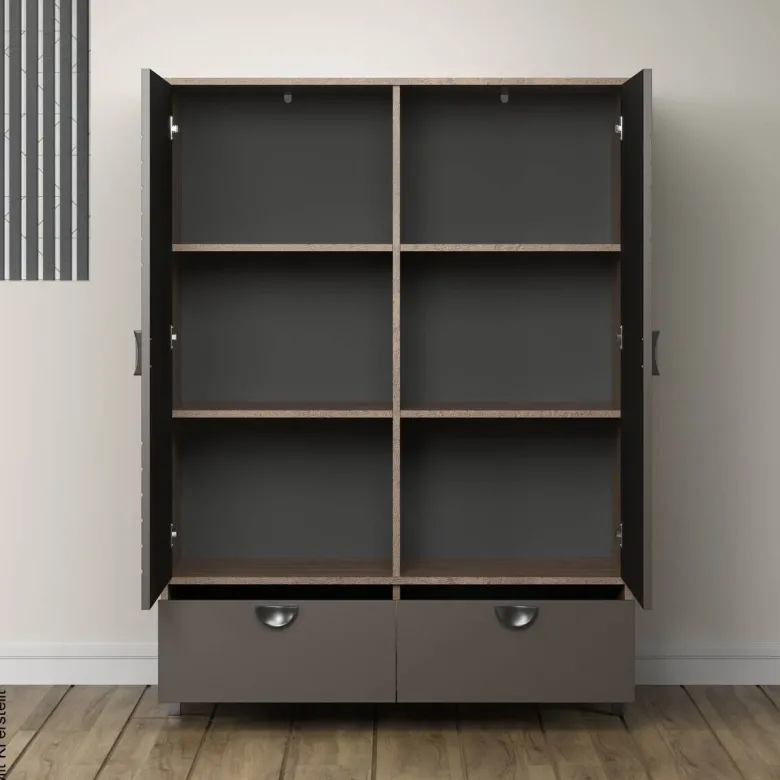 Highboard Fusion Eiche dunkel Nachbildung bronze Optik B/H/T: ca. 120x163x42 cm