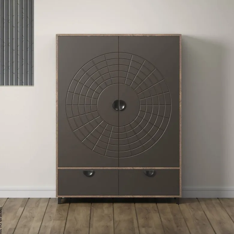 Highboard Fusion Eiche dunkel Nachbildung bronze Optik B/H/T: ca. 120x163x42 cm