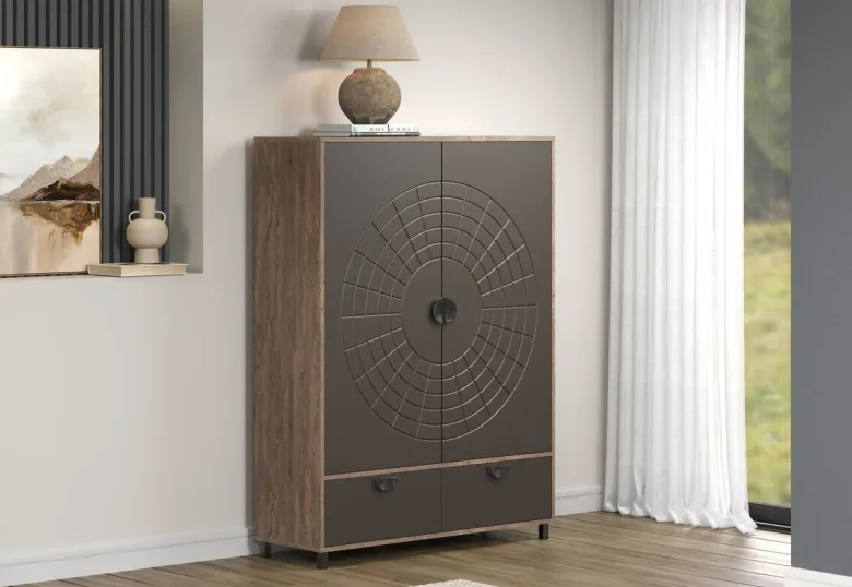 Highboard Fusion Eiche dunkel Nachbildung bronze Optik B/H/T: ca. 120x163x42 cm