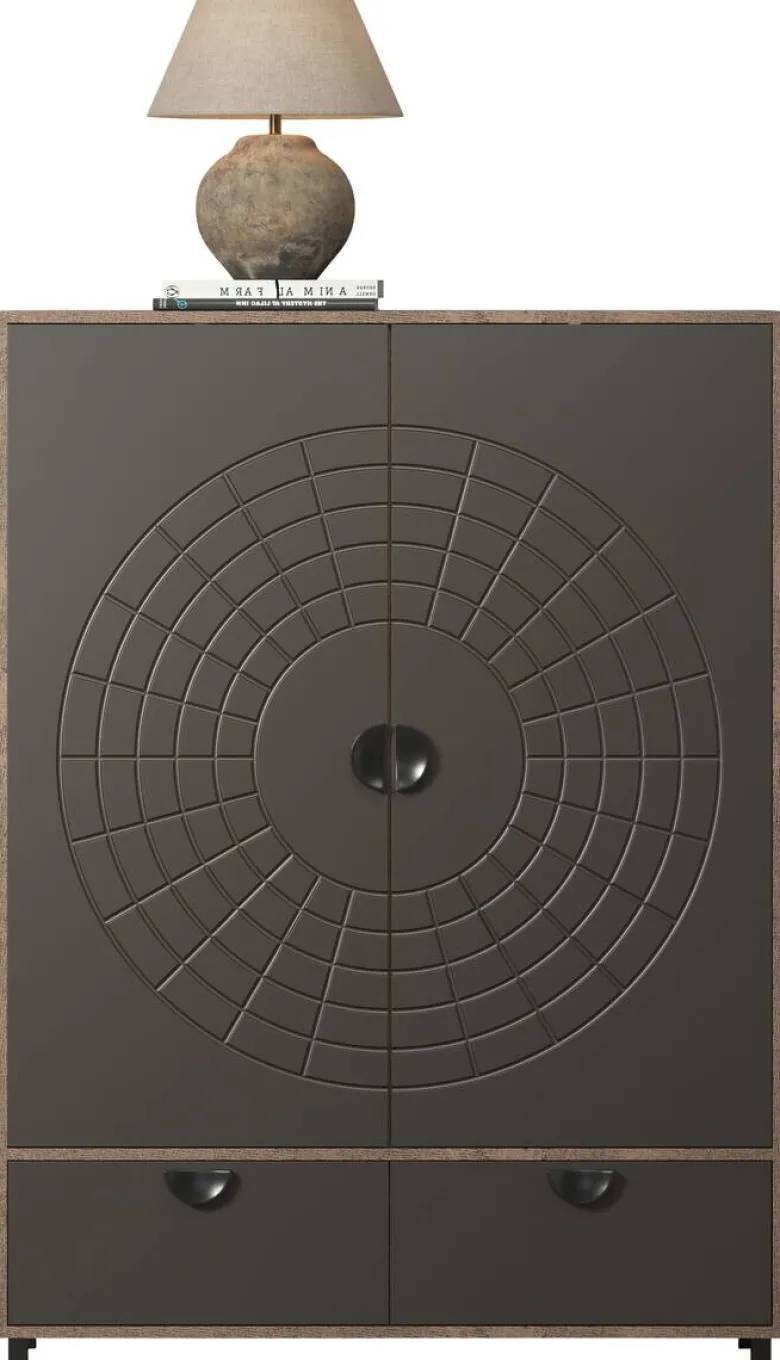 Highboard Fusion Eiche dunkel Nachbildung bronze Optik B/H/T: ca. 120x163x42 cm