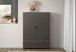 Highboard Fusion Eiche dunkel Nachbildung bronze Optik B/H/T: ca. 120x163x42 cm