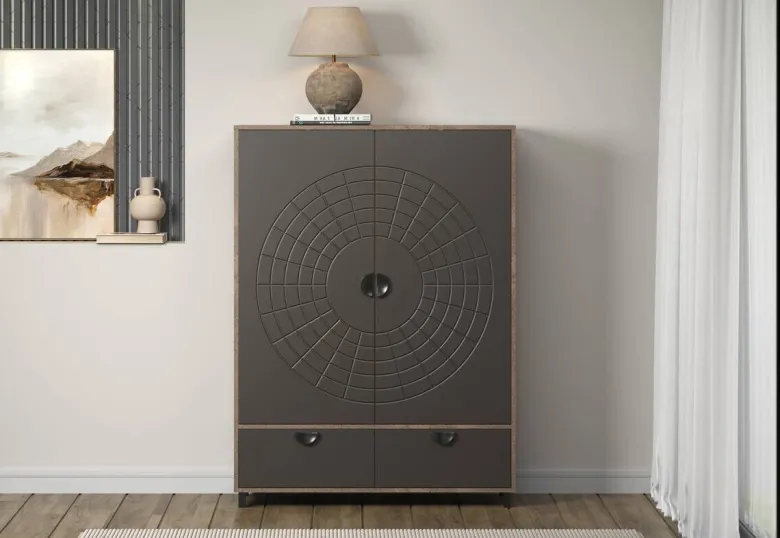 Highboard Fusion Eiche dunkel Nachbildung bronze Optik B/H/T: ca. 120x163x42 cm