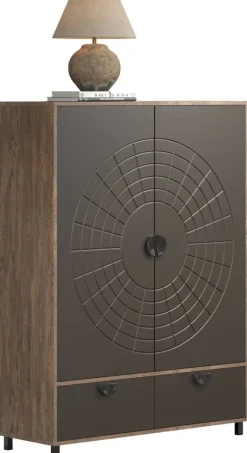 Highboard Fusion Eiche dunkel Nachbildung bronze Optik B/H/T: ca. 120x163x42 cm