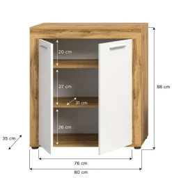 Highboard Jam Eiche Wotan Nachbildung weiß B/H/T: ca. 80x88x35 cm