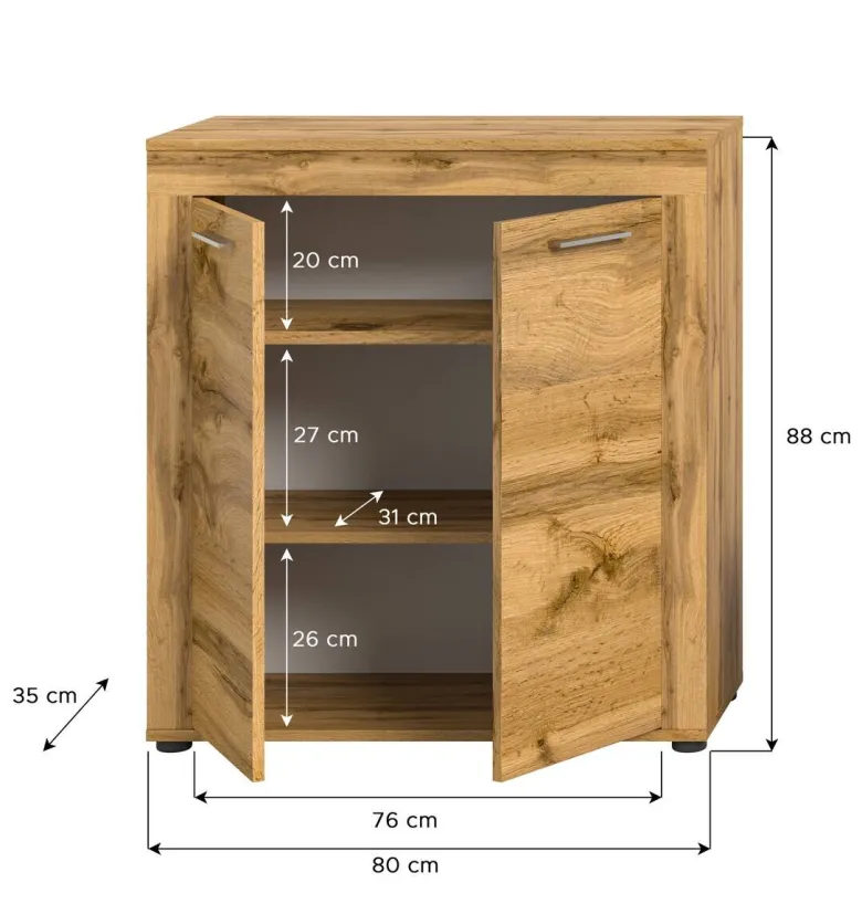 Highboard Jam Eiche Wotan Nachbildung B/H/T: ca. 80x88x35 cm