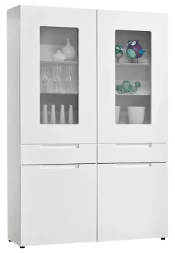 Highboard Mailand weiß Hochglanz B/H/T: ca. 128x191x40 cm