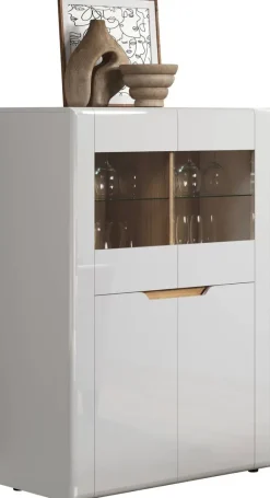 Highboard Marlon Eiche Evoke Coast Nachbildung weiß Hochglanz B/H/T: ca. 96x132x39 cm