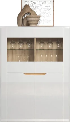 Highboard Marlon Eiche Evoke Coast Nachbildung weiß Hochglanz B/H/T: ca. 96x132x39 cm