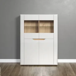 Highboard Marlon Eiche Evoke Coast Nachbildung weiß Hochglanz B/H/T: ca. 96x132x39 cm