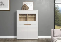 Highboard Marlon Eiche Evoke Coast Nachbildung weiß Hochglanz B/H/T: ca. 96x132x39 cm