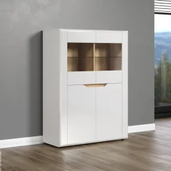 Highboard Marlon Eiche Evoke Coast Nachbildung weiß Hochglanz B/H/T: ca. 96x132x39 cm