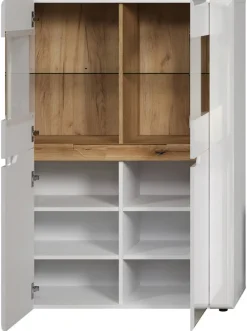 Highboard Marlon Eiche Evoke Coast Nachbildung weiß Hochglanz B/H/T: ca. 96x132x39 cm