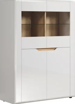 Highboard Marlon Eiche Evoke Coast Nachbildung weiß Hochglanz B/H/T: ca. 96x132x39 cm