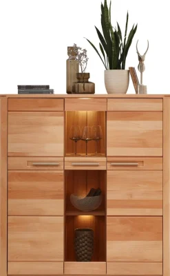 Highboard Nature One buche Nachbildung buche B/H/T: ca. 127x137x40 cm