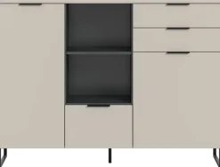 Highboard Noida Kaschmirgrau Nachbildung schwarz B/H/T: ca. 112x150x37 cm