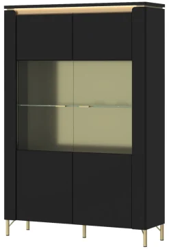 Highboard Norica schwarz matt gold Optik B/H/T: ca. 110x169x40 cm