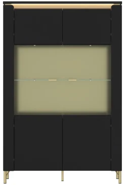 Highboard Norica schwarz matt gold Optik B/H/T: ca. 110x169x40 cm