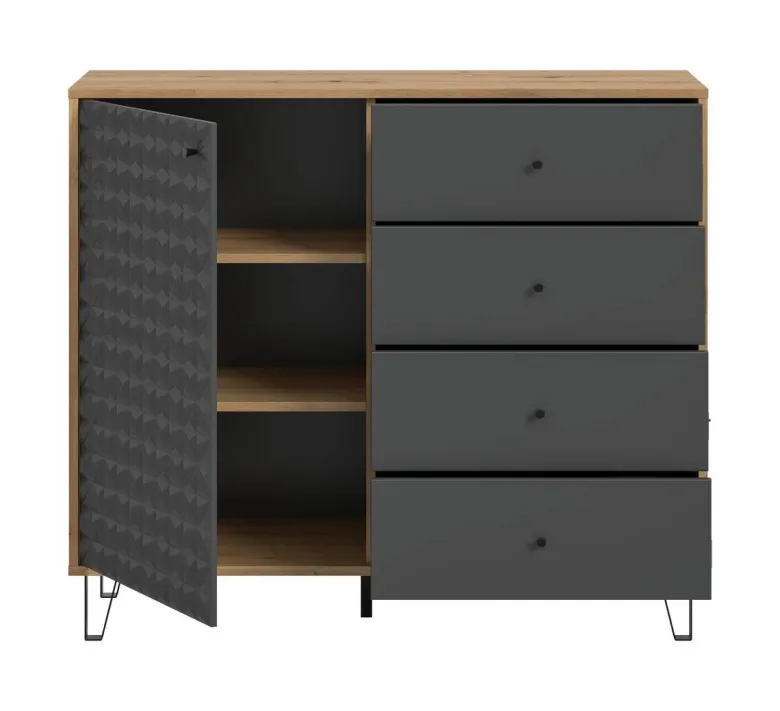 Highboard PRISMA Artisan Oak Nachbildung anthrazit matt B/H/T: ca. 110x96x40 cm