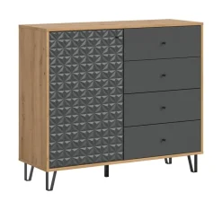 Highboard PRISMA Artisan Oak Nachbildung anthrazit matt B/H/T: ca. 110x96x40 cm
