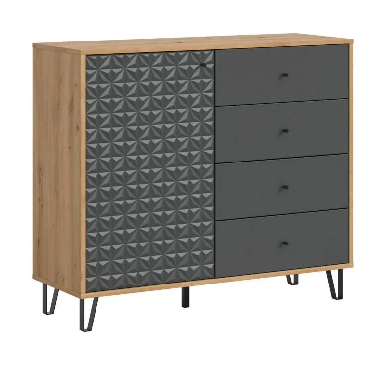 Highboard PRISMA Artisan Oak Nachbildung anthrazit matt B/H/T: ca. 110x96x40 cm
