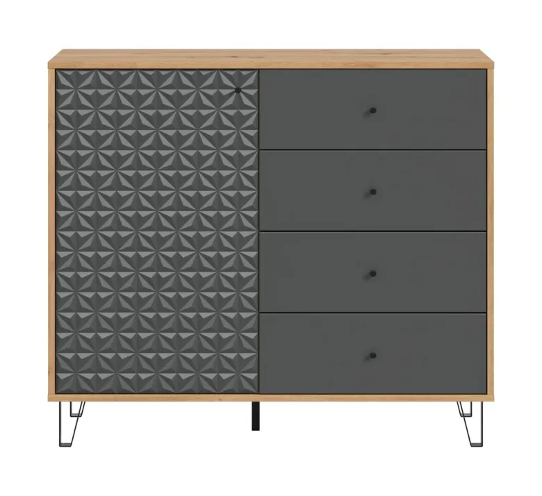 Highboard PRISMA Artisan Oak Nachbildung anthrazit matt B/H/T: ca. 110x96x40 cm